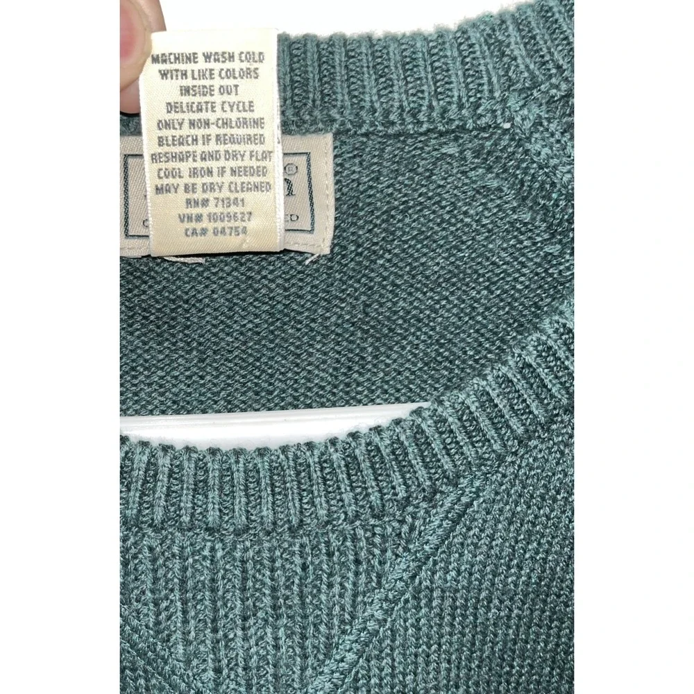 L.L. Bean Mens Wicked Soft Cotton/Cashmere Sweater M Crewneck Forest Green